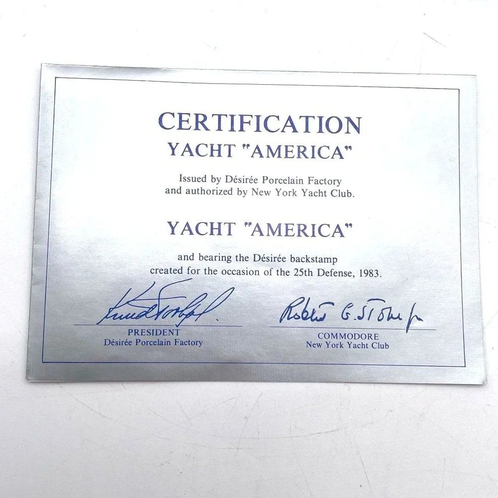 Desiree Denmark America's Cup 1983 Yacht America Porcelain Plate Boxed COA